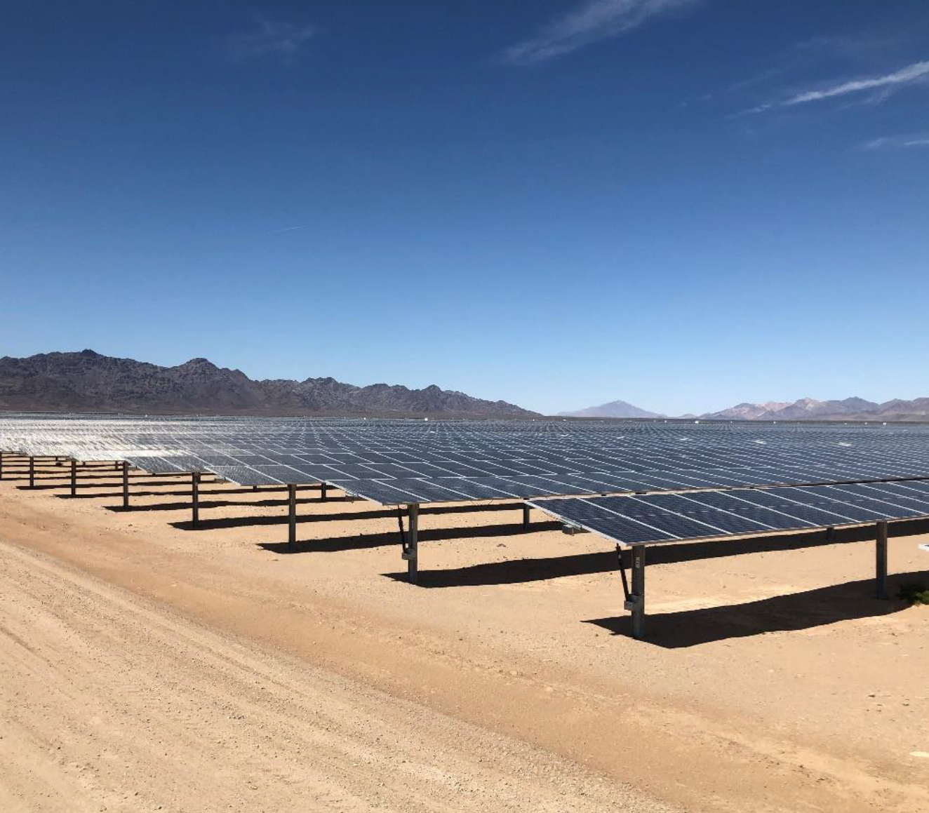Desert field with solar pannels